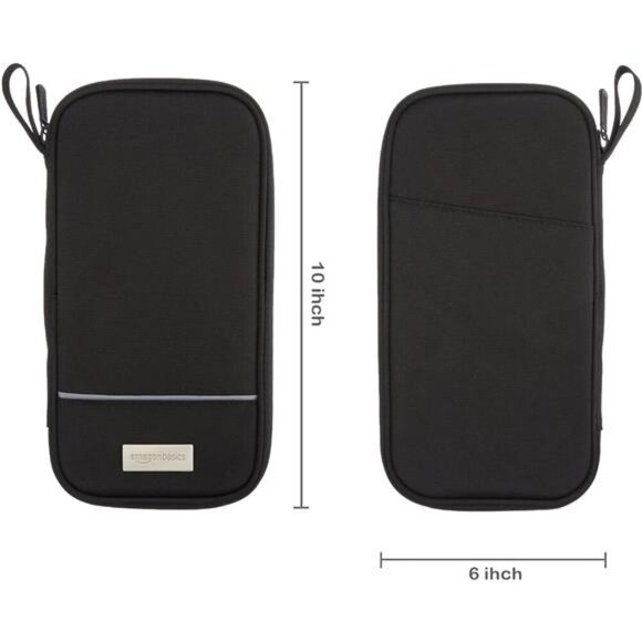 Amazon Basics RFID Travel Passport Wallet Organizer, 10 x 5 Inches, Black, Solid - Picture 4 of 6